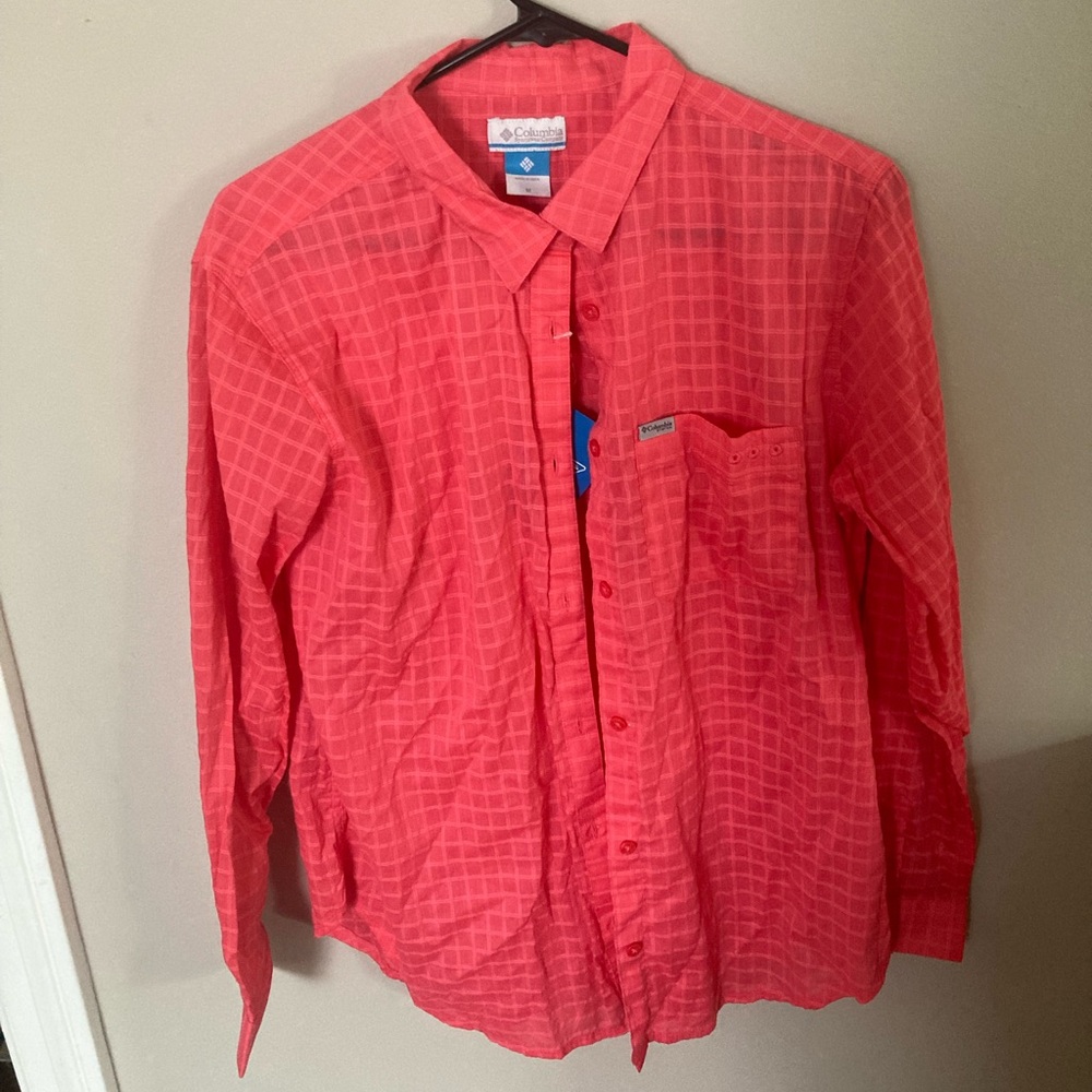 NWT Columbia Men’s red Coral Check Long-Sleeve Shirt